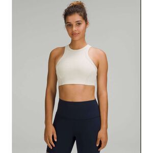 Lululemon Ribbed Nulu High-Neck Yoga Bra in Natural Ivory - sz 2